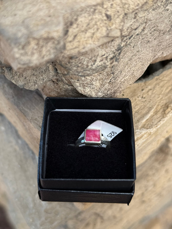 Ruby Crystal 925 Sterling Silver Ring Size 8 From Madagascar - Only 1 Available