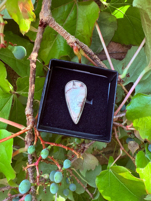 Picture Jasper Sterling Silver Crystal Adjustable Ring (6-7-8) Reiki Blessed By Queen