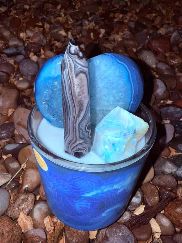 Healing My Throat Chakra Crystal Candle Reiki Blessed by Queen