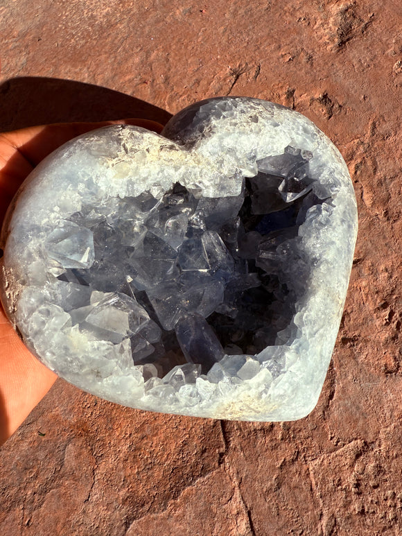 Celestite Crystal Heart #1 Reiki Blessed by Queen