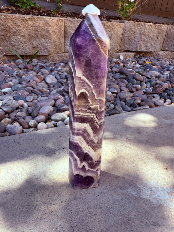 Chevron Amethyst Crystal Tower #3 Charged Under The New Moon in Leo & Reiki Blessed by Queen
