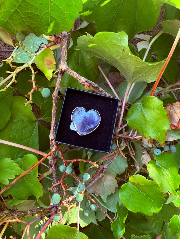 Sodalite Sterling Silver Crystal Adjustable Ring (9-10-11) Reiki Blessed By Queen