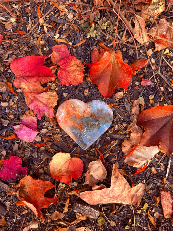Red Moss Agate Heart Crystal From Brazil #13