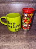 Grinch "This is my Grinch face" Mug & Jelly Belly 49 Flavors