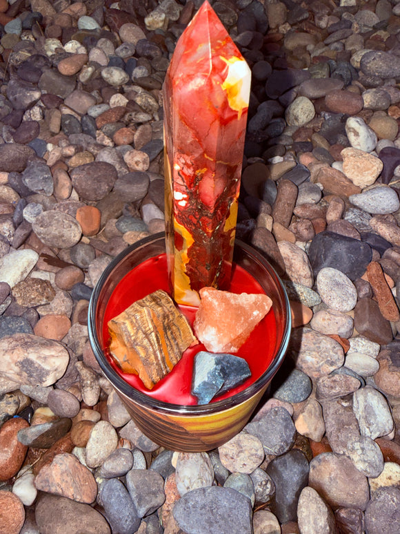 Health & Wealth Crystal Candle Reiki Blessed by Queen