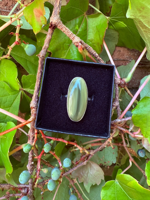 Serpentine Sterling Silver Crystal Adjustable Ring (6-7-8) Reiki Blessed By Queen
