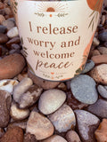 I Release Worry and Welcome Peace Crystal Candle Reiki Blessed by Queen