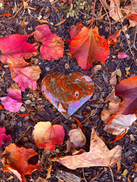 Red Moss Agate Heart Crystal From Brazil #7