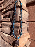 Turrietela & Blue Apatite Crystal Necklace Reiki Blessed by Queen