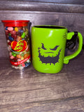 Oogie Boogie Green Mug  & Jelly Belly 49 Flavors Bundle