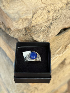 Lapis Lazuli Crystal 925 Sterling Silver Ring Size 8  From Afghanistan - Only 1 Available