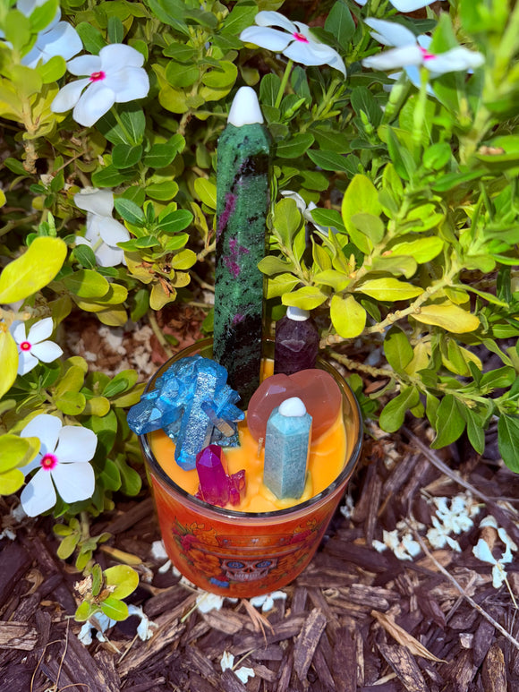 Day of the Dead #15 Crystal Candle Reiki Blessed by Queen