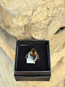 Smoky Quartz Crystal 925 Sterling Silver Ring Size 6 From Brazil - Only 1 Available