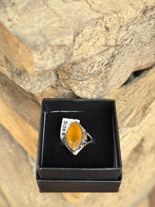 Yellow Onyx Crystal 925 Sterling Silver Ring Size 8 From Italy - Only 1 Available