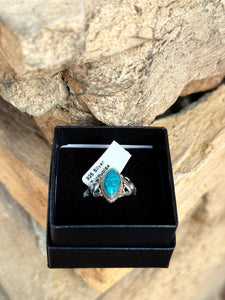 Turquoise Crystal 925 Sterling Silver Ring Size 8 From Mexico - Only 1 Available