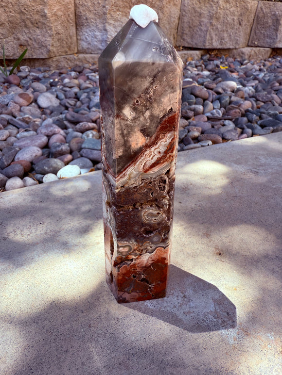 Mexican Crazy Lace Crystal Tower #2 Charged Under The New Moon in Leo & Reiki Blessed by Queen