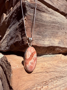 Rhodochrosite #2 (Relationship Break Up & Grief) Sterling Silver Crystal Necklace Reiki Blessed by Queen