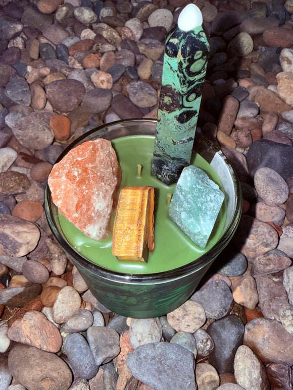 Money Portal (Manifest Money Fast) Crystal Candle Reiki Blessed by Queen