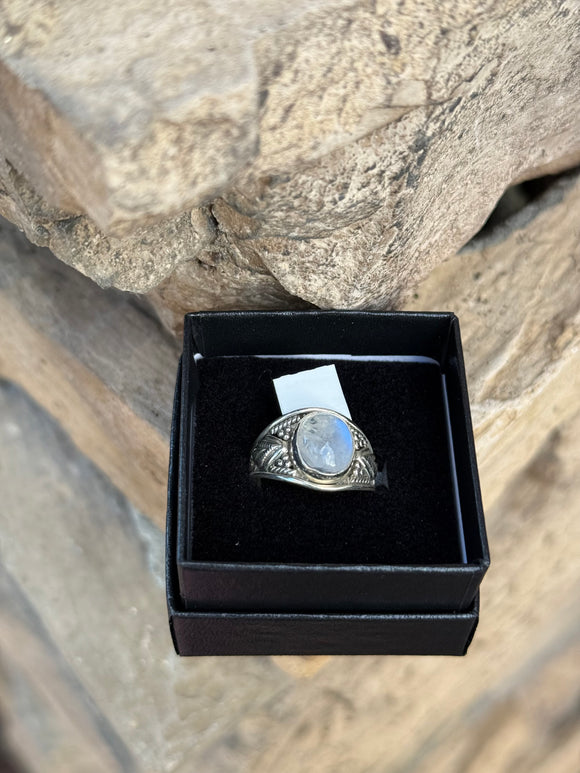 Moonstone Crystal 925 Sterling Silver Ring Size 8 From Brazil - Only 1 Available