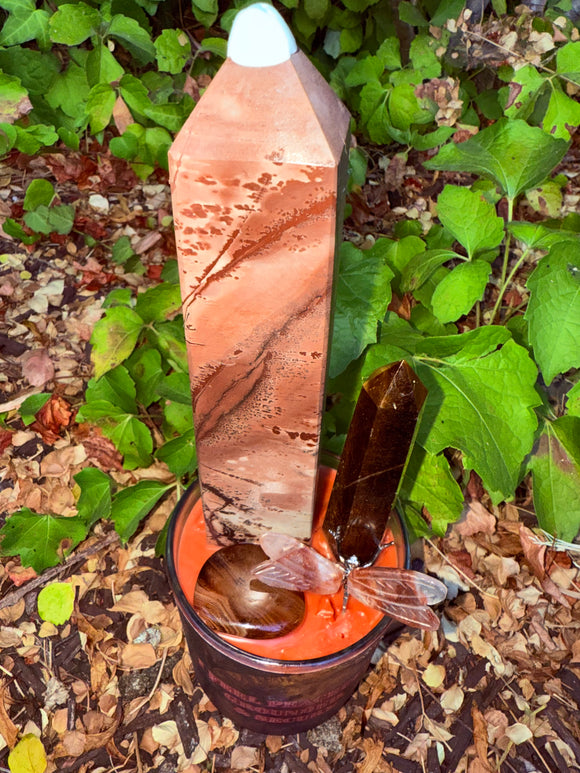 I Feel Peaceful, Grounded & Secure Crystal Candle Reiki Blessed by Queen