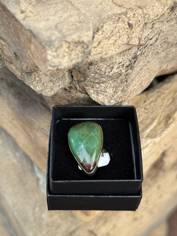 Chrysoprase Crystal 925 Sterling Silver Ring Adjustable Size 9-12 From Australia - Only 1 Available