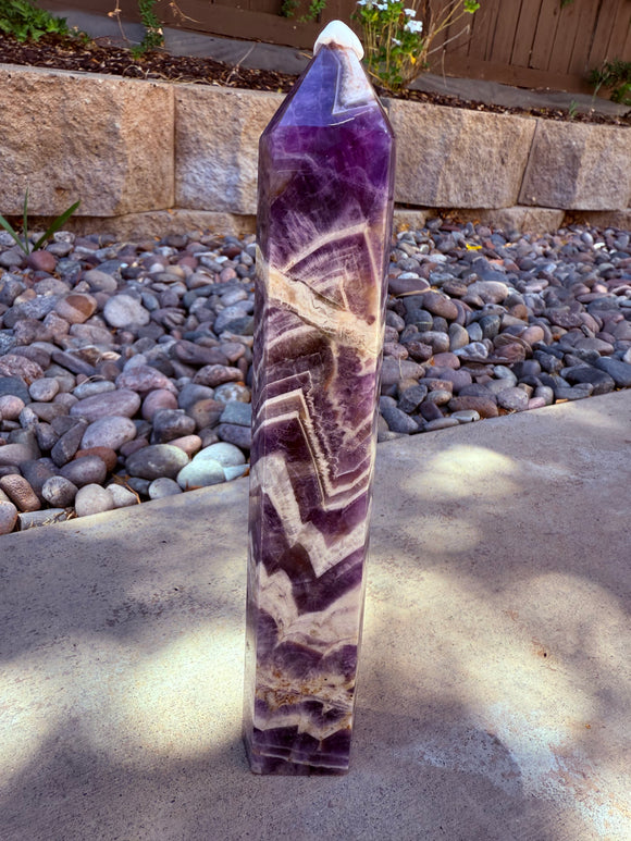 Chevron Amethyst Crystal Tower #5 Charged Under The New Moon in Leo & Reiki Blessed by Queen