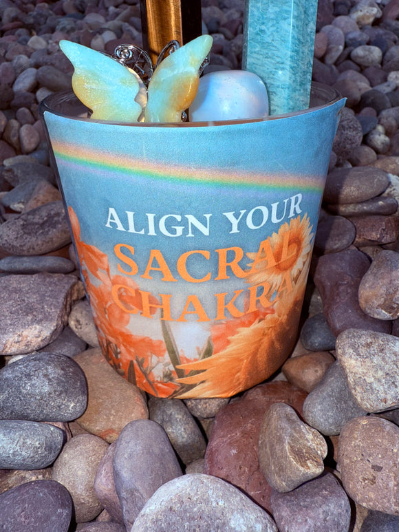 Align your Sacral Chakra Crystal Candle Reiki Blessed by Queen