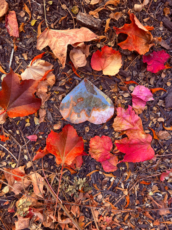 Red Moss Agate Heart Crystal From Brazil #12