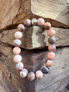 Pink Zebra Jasper Crystal Bracelet