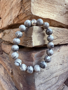 Silver Leaf Jasper Crystal Bracelet