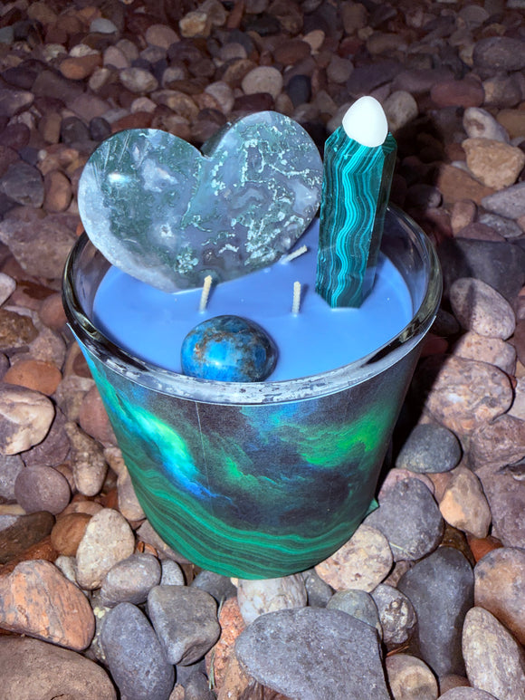 Abundance Overload Crystal Candle Reiki Blessed by Queen