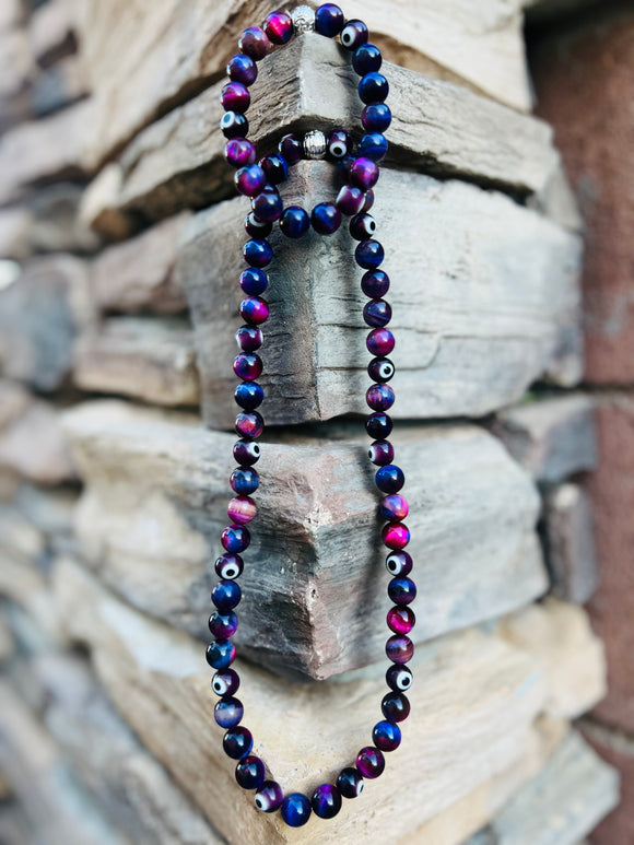 Purple Evil Eye Protection Crystal Necklace & Bracelet- Only 1 Available