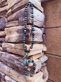 Health Is Wealth Crystal Necklace & Bracelet Bundle (Jumbo Beads & Regular Beads) Green Aventurine & Polychrome Jasper Reiki Blessed by Queen