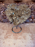 Pyrite Druzy Heart on Stand From Spain Moonlight Reiki Blessed by Queen