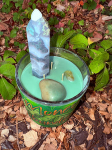 Money & Abundance Crystal Candle Reiki Blessed by Queen