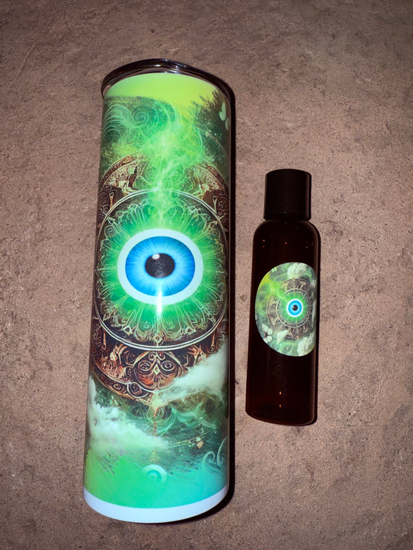 Green Evil Eye, Prosperity & Abundance Is Mine Cup and Lotion Bundle