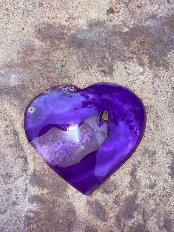 Purple Agate Heart Crystal From Mexico #3 Reiki Blessed by Queen