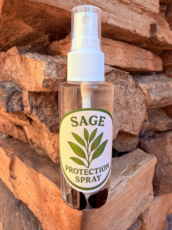 Sage Protection Spray infused with Black Tourmaline, Essential Oils & Moon Water - Pick Your Size