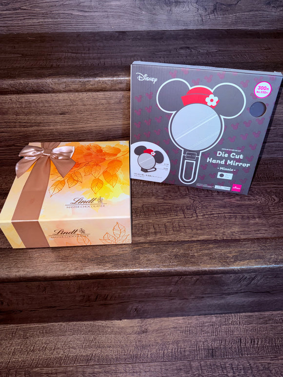 Minnie Mouse Double Sided Mirror & Lindt Master Chocolatier Candy Box