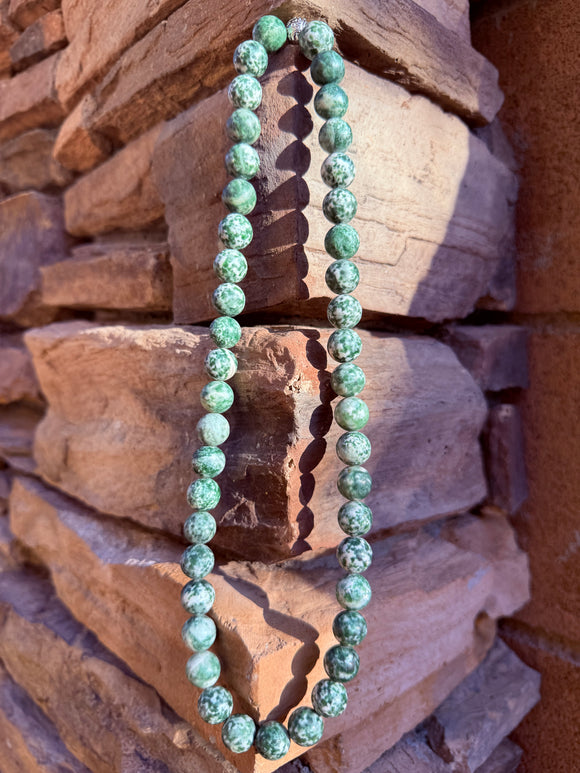 Tree Agate Crystal Necklace From Brazil (Jumbo Beads) Reiki Blessed by Queen