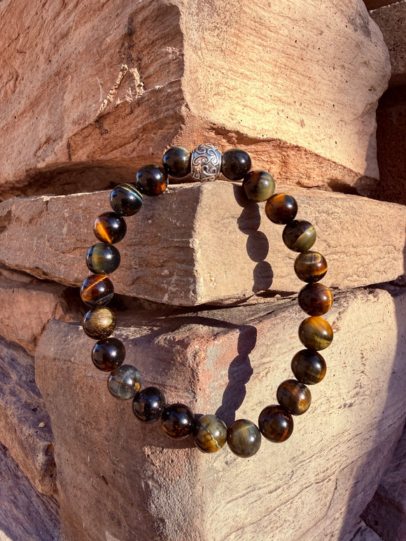 Tiger's Eye Crystal Bracelet From Australia (Small Beads) Reiki Blessed by Queen