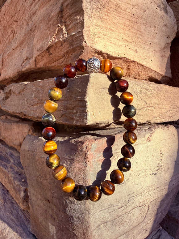Multi Colored Tiger's Eye Crystal Bracelet From Australia (Small Beads) Reiki Blessed by Queen