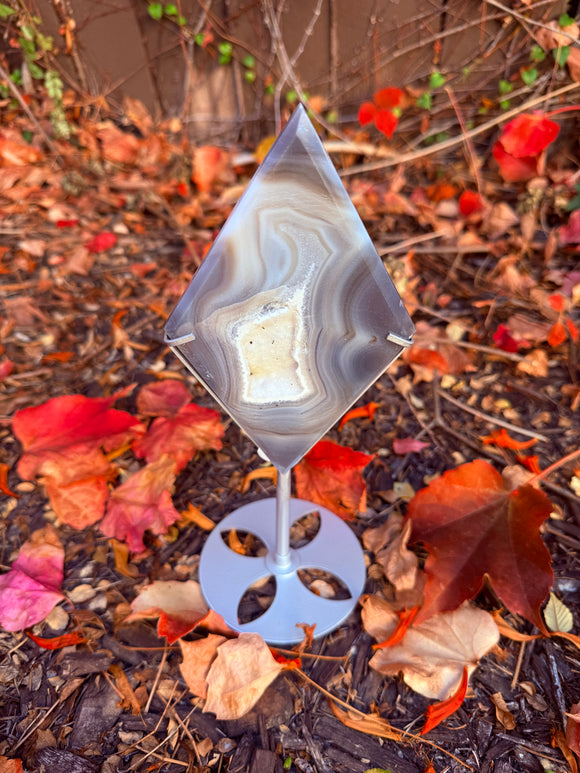 Agate Crystal Diamond Shaped With Stand #3 From Madagascar