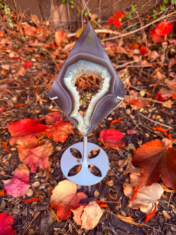 Agate Crystal Diamond Shaped With Stand #2 From Madagascar