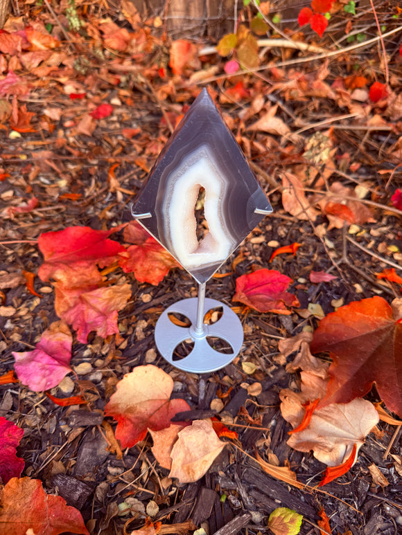 Agate Crystal Diamond Shaped With Stand #4 From Madagascar