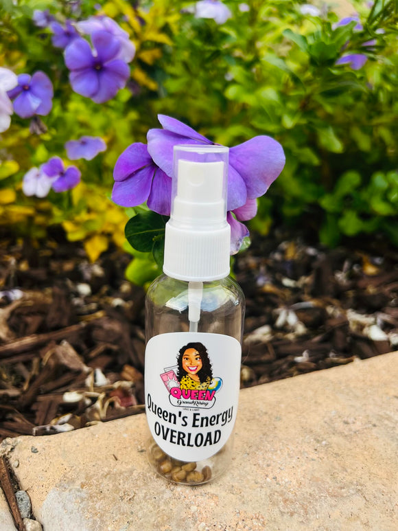 Queen's Energy OVERLOAD Mist infused with Tiger's Eye, Therapeutic Essential Oils, Full Moon Water & Reiki blessed by Queen - Pick Your Size