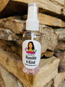 Humble & Kind Mist infused with Rose Quartz Crystals, Therapeutic Essential Oils, Moon Water & Reiki blessed by Queen - Pick Your Size