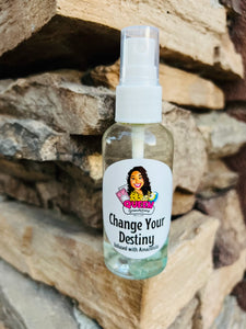 Change Your Destiny Mist infused with Amazonite Crystals, Therapeutic Essential Oils, Moon Water & Reiki blessed by Queen - Pick Your Size