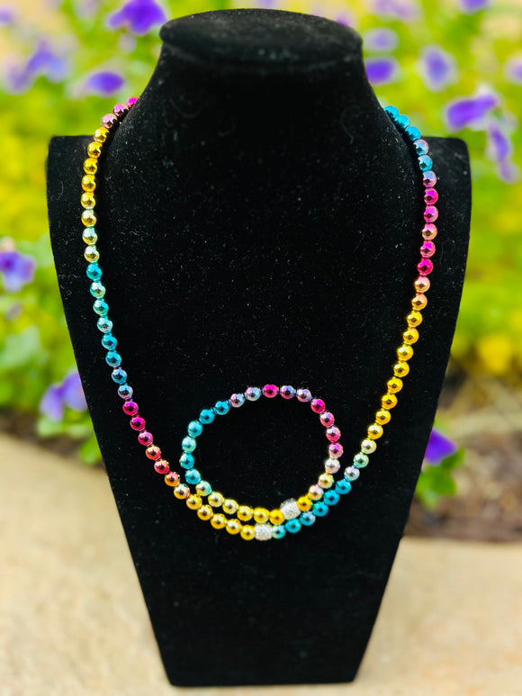 Rainbow Hematite Crystal Necklace & Bracelet - Only 1 Available