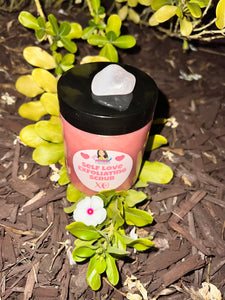 Self Love Exfoliating Scrub with a Rose Quartz Crystal, Therapeutic Essential Oils & Reiki blessed by Queen